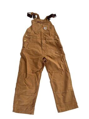 Carhartt Duck Double Knee Bib Overalls Workwear Brown 36x28